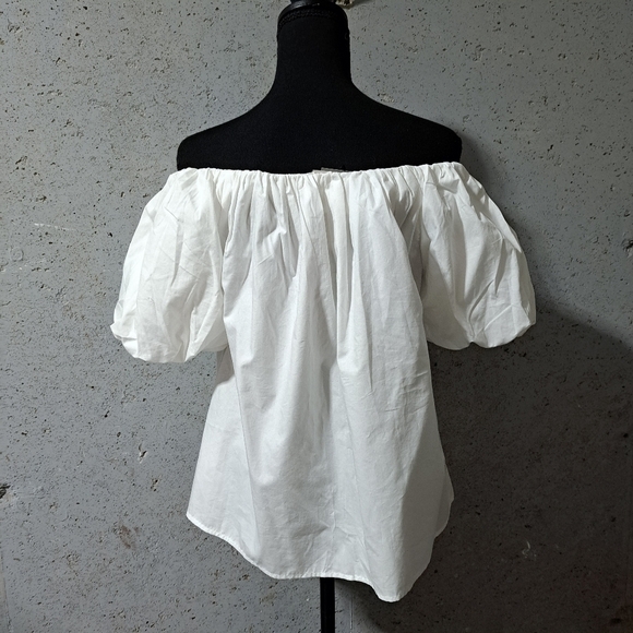 #091 Sz 6 Primark White Bishop Sleeve Ruffled Blouse - Picture 7 of 8
